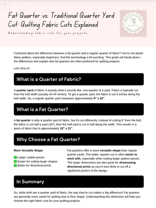 Fat Quarter vs. Traditional Quarter Cut of Fabric