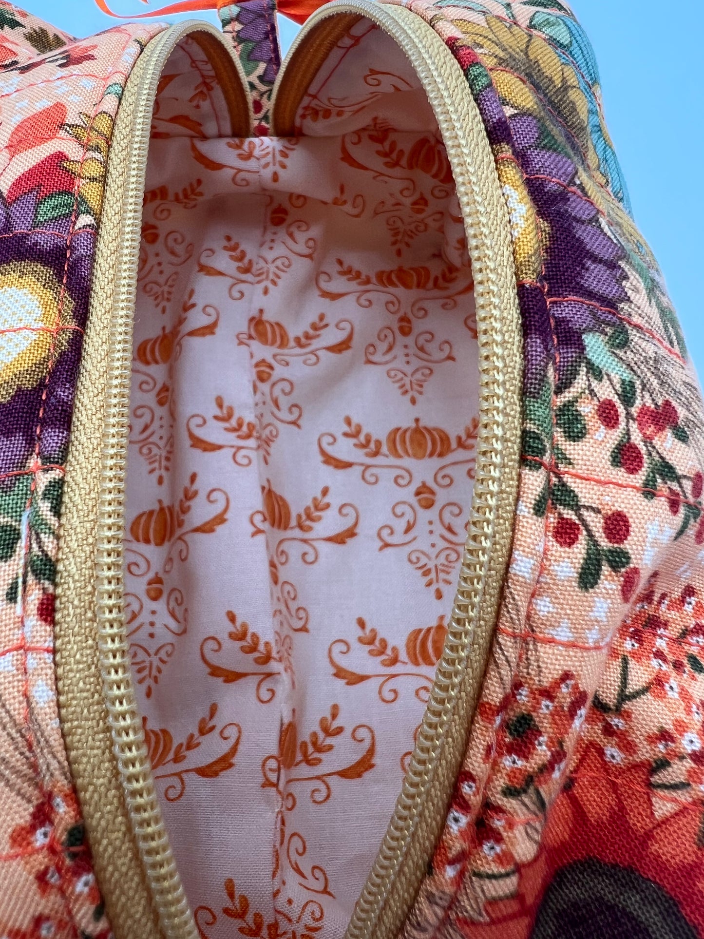 Quilted Zipper Bag- Fall Floral Bag