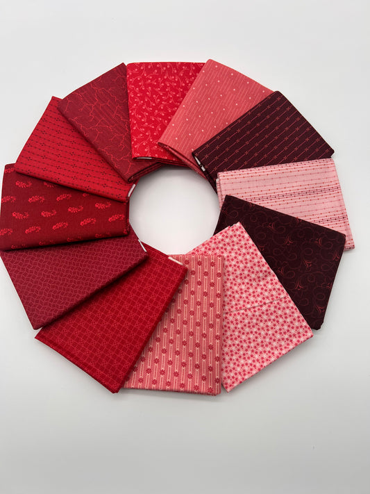 A Collection of Reds by Andover curated by Susan Dudley 12 Fat Quarters