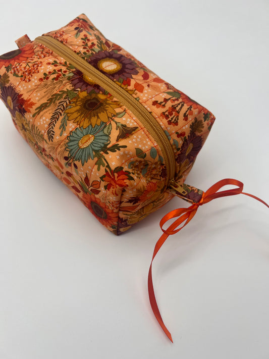 Quilted Zipper Bag- Fall Floral Bag