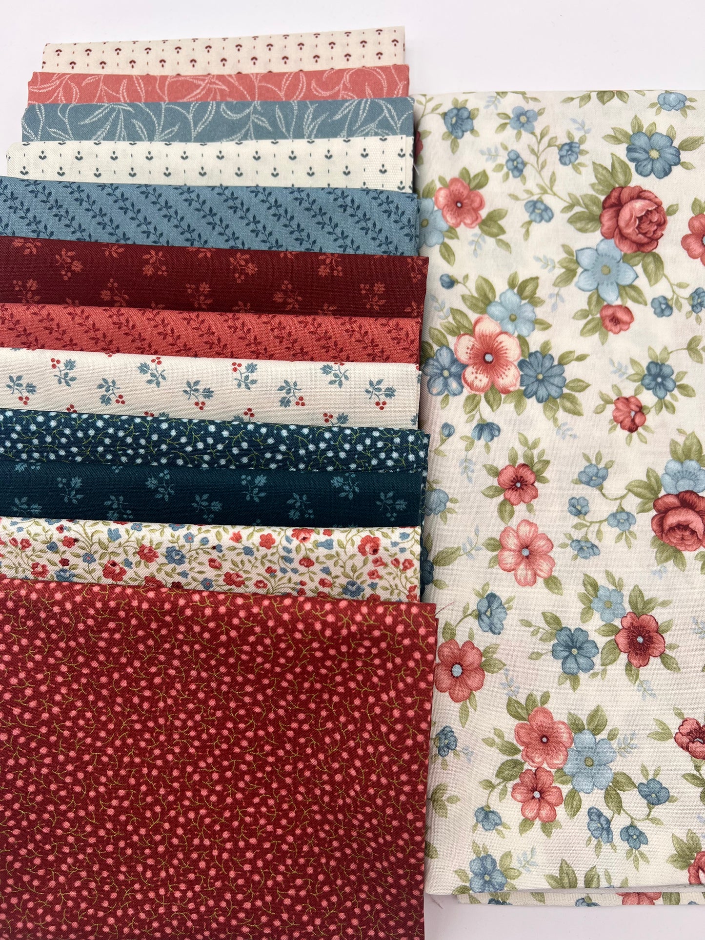 Red White and Beautiful by Plum Cute for Marcus Fabrics 12 Fat Quarters. 2 yards of fabric for border and binding.